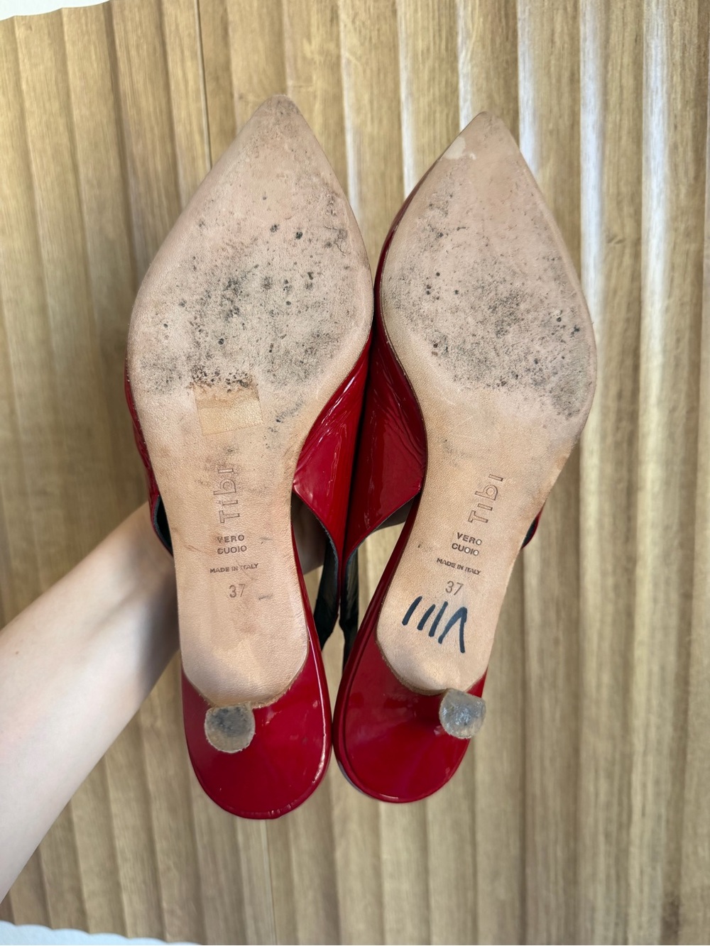 TIBI Red Slingback Kitten Heel Shoes - Picture 4 of 8